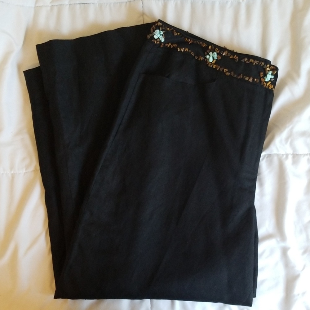 Capri Larry Levine black stone trimmed pants sz 16